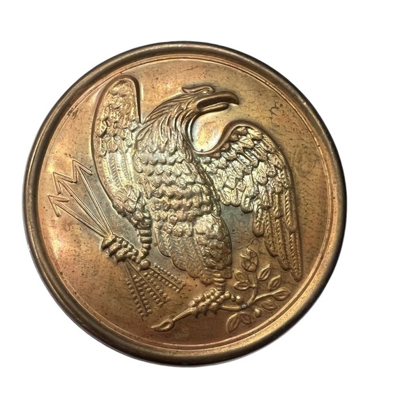 Vtg Eagle & Quiver Lead Backed Civil War Brass Belt Buckle Military - Picture 1 of 4